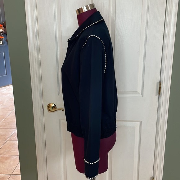 St John Sport by Marie Gray zip up jacket white stitch trim in Onyx size L - Picture 2 of 13